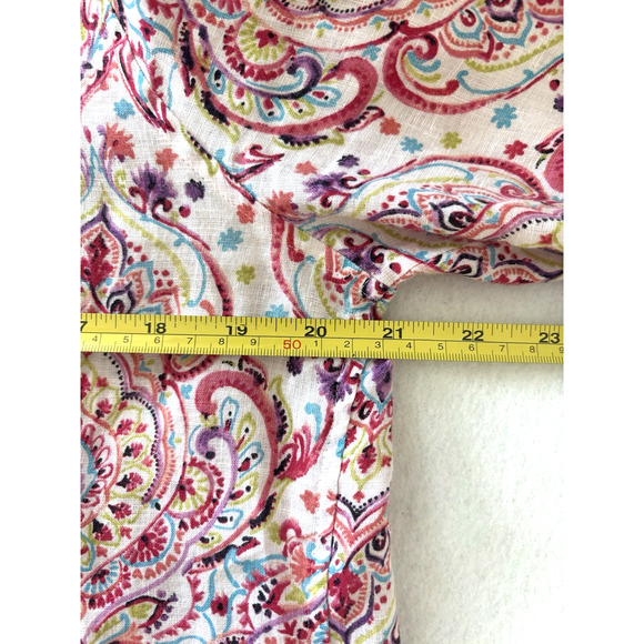 Chico’s Linen Shirt Medium Paisley Button Down No Iron Long Sleeve Blouse - Picture 4 of 7